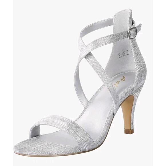 Ankis Size 8 Silver Heeled Sandals Open Toe Women’s Shoes - Picture 2 of 6